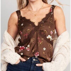 NWT (Rare!) OLD NAVY Lace Trimmed Floral Satin Camisole XL